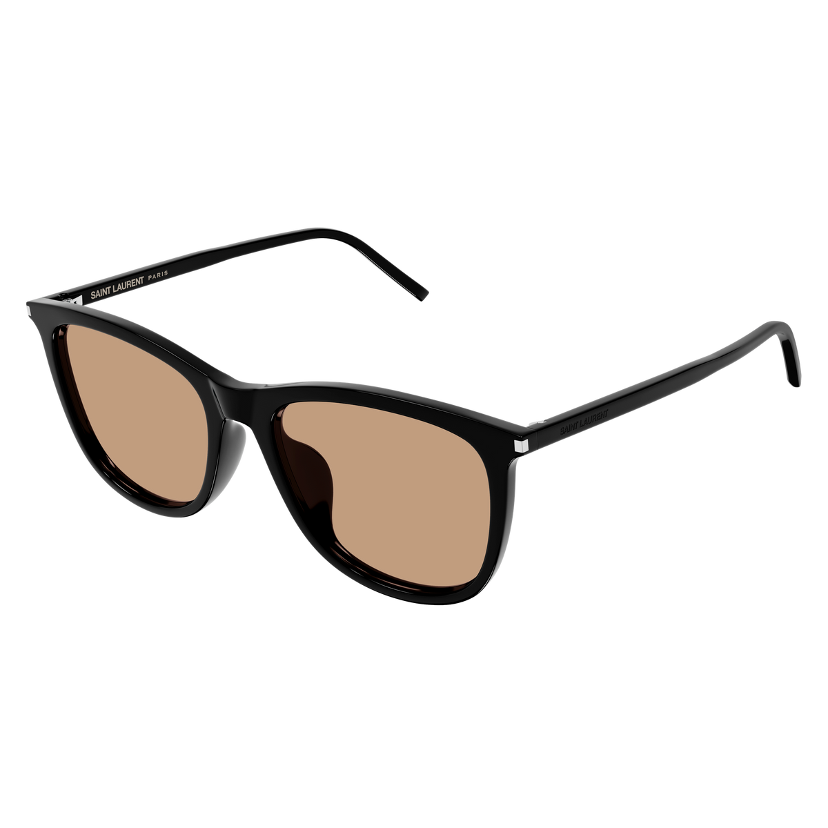 Saint Laurent Corner Angle SL 940/K Noir Verres Bruns 003 de trois-quarts - Les Lunettes de Pauline