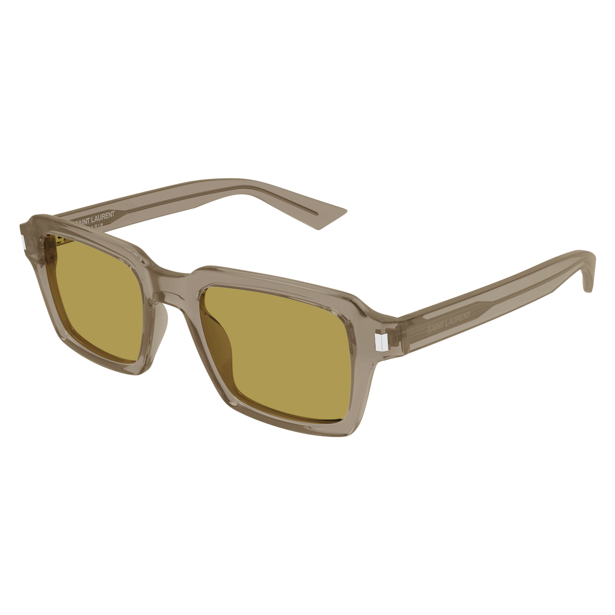 Saint Laurent Corner Angle SL 947 Taupe Translucide 006 de trois-quarts - Les Lunettes de Pauline