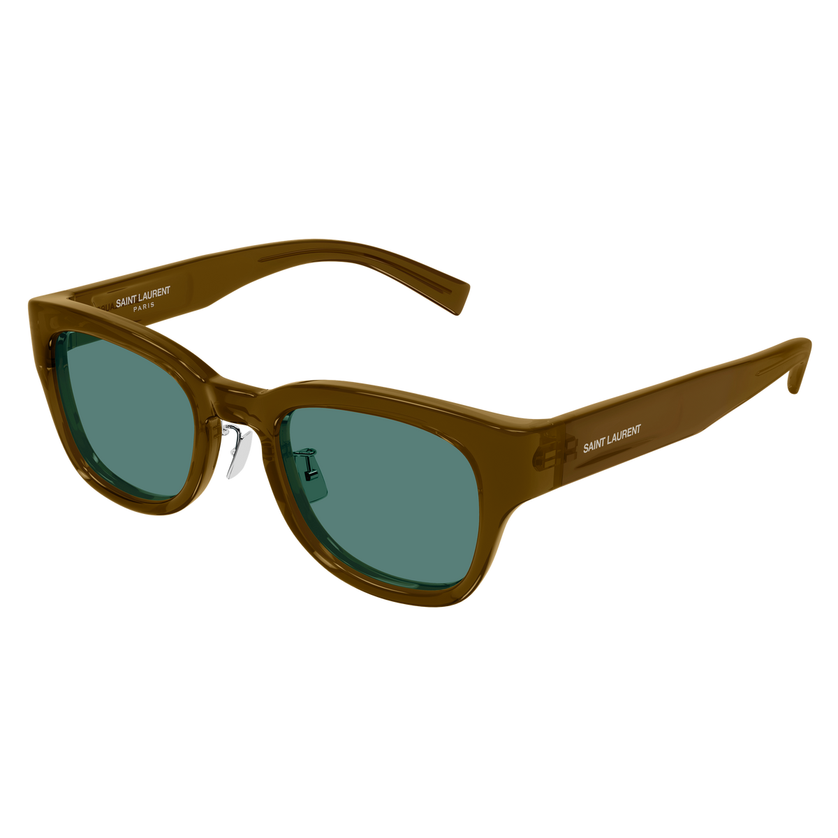 Saint Laurent SL Logo SL 957/J Kaki Translucide 003 de trois-quarts - Les Lunettes de Pauline