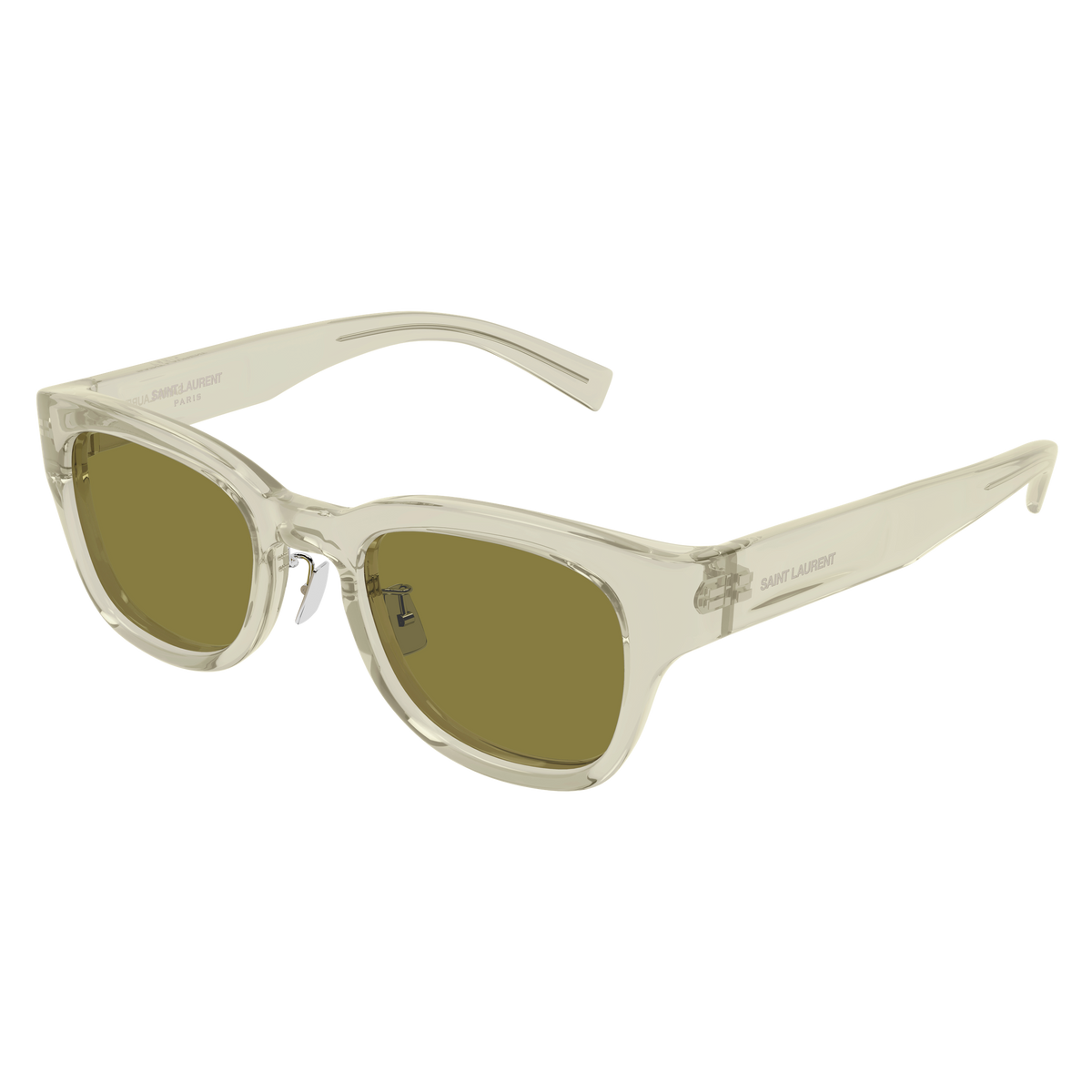 Saint Laurent SL Logo SL 957/J Vert Pâle Translucide 004 de trois-quarts - Les Lunettes de Pauline