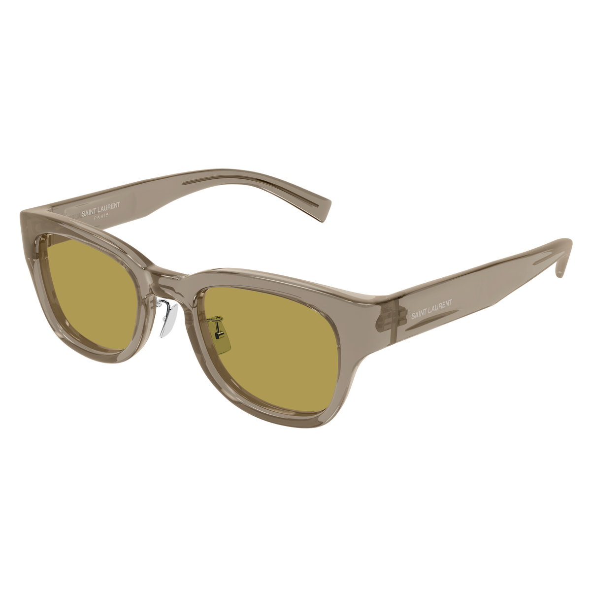 Saint Laurent SL Logo SL 957/J Taupe Translucide 005 de trois-quarts - Les Lunettes de Pauline