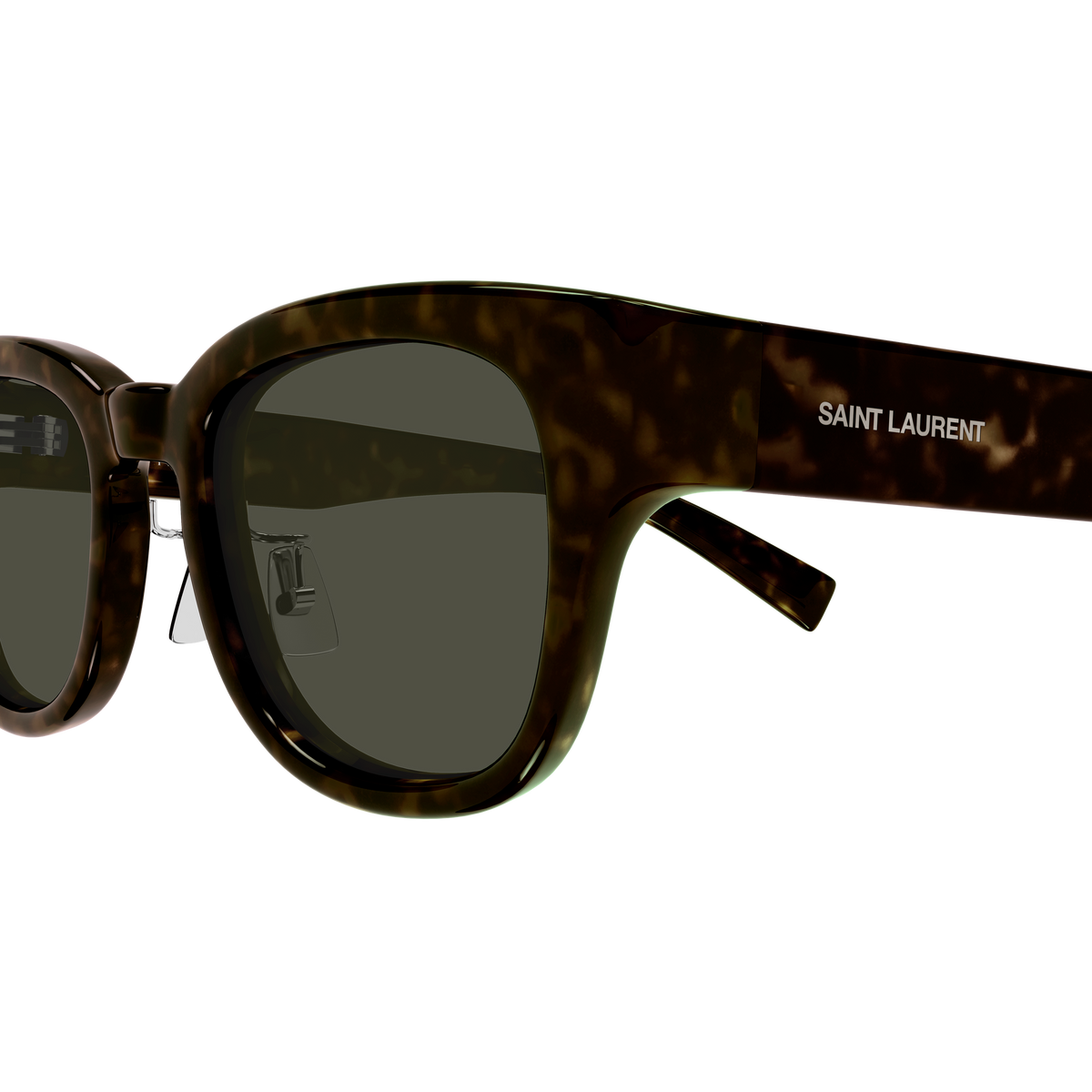 Saint Laurent SL Logo SL 957/J Écaille Havane Foncée 006 en détail des branches - Les Lunettes de Pauline