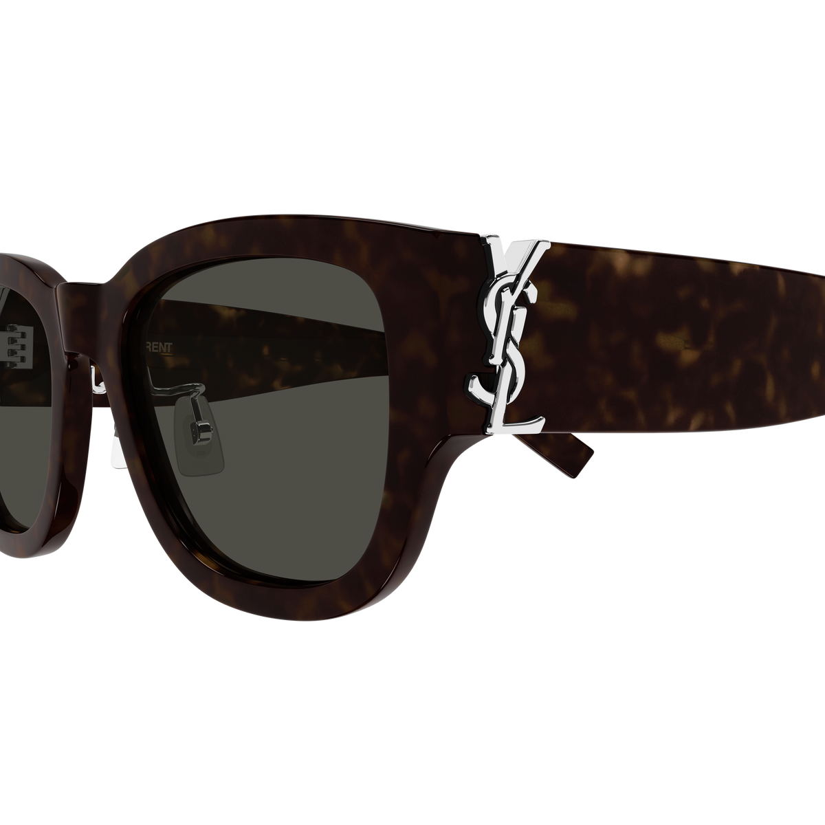 Saint Laurent Monogram SL M174/F Écaille Foncée 002 en détail des branches - Les Lunettes de Pauline