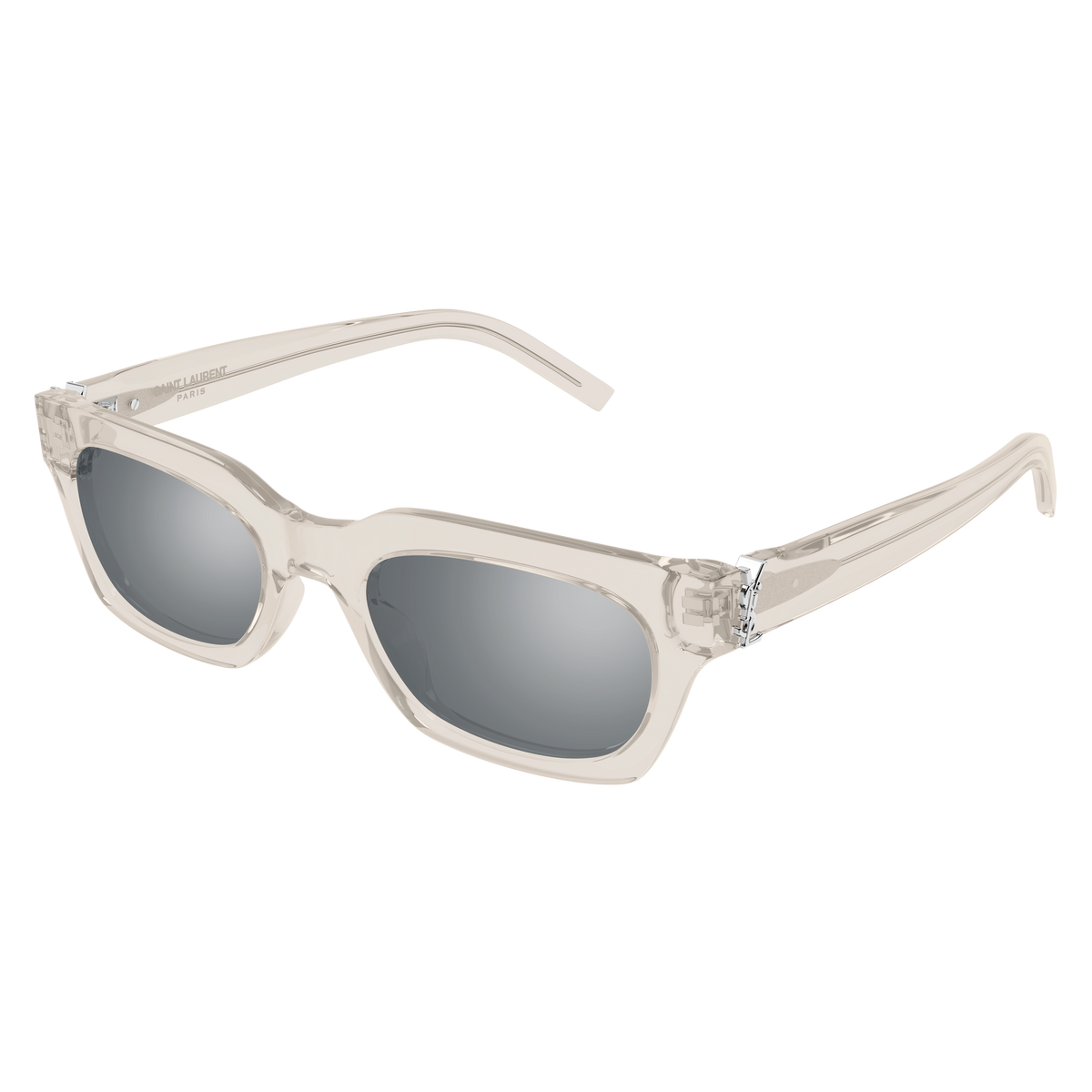 Saint Laurent Monogram SL M175/F Beige Cristal Verres Miroir 004 de trois-quarts - Les Lunettes de Pauline