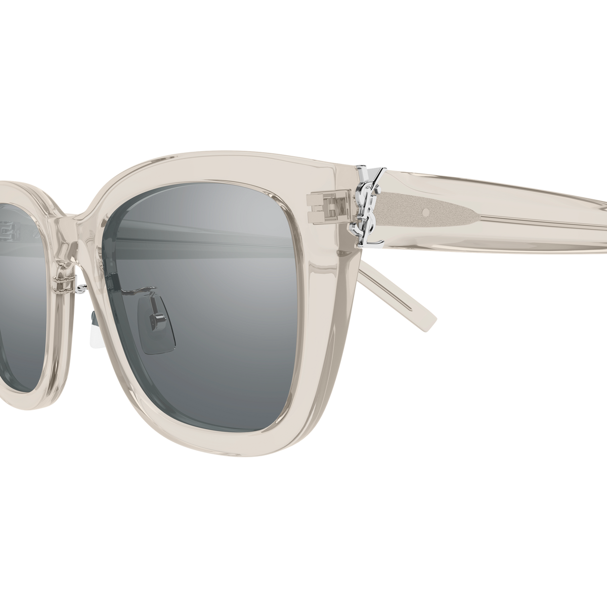 Saint Laurent Monogram SL M176/K Beige Cristal Verres Miroir 004 en détail des branches - Les Lunettes de Pauline