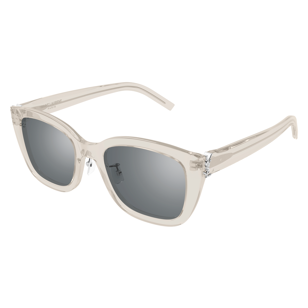 Saint Laurent Monogram SL M176/K Beige Cristal Verres Miroir 004 de trois-quarts - Les Lunettes de Pauline