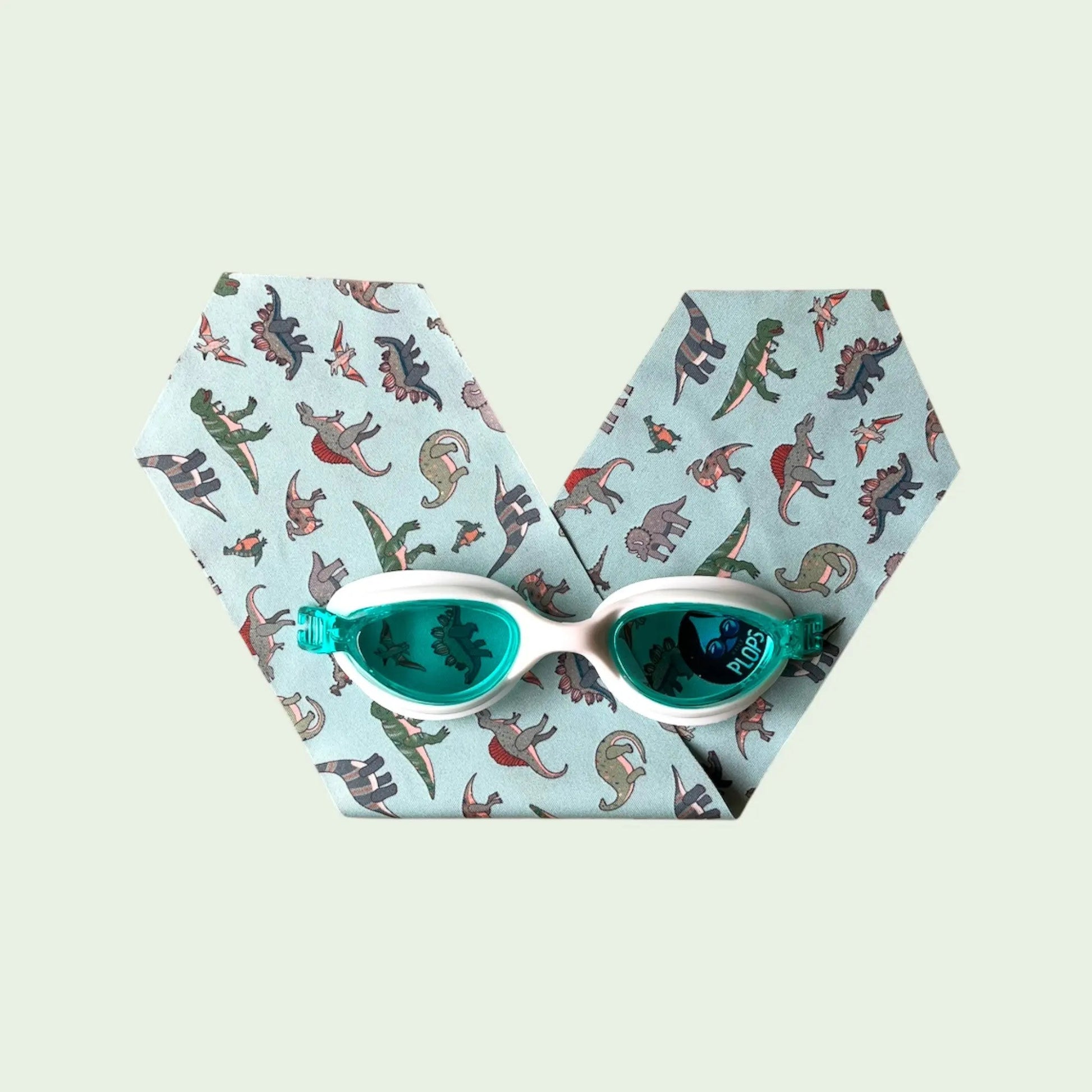Waterplops Dinosaures Verts – Lunettes de piscine 4-7ans - Les Lunettes de Pauline