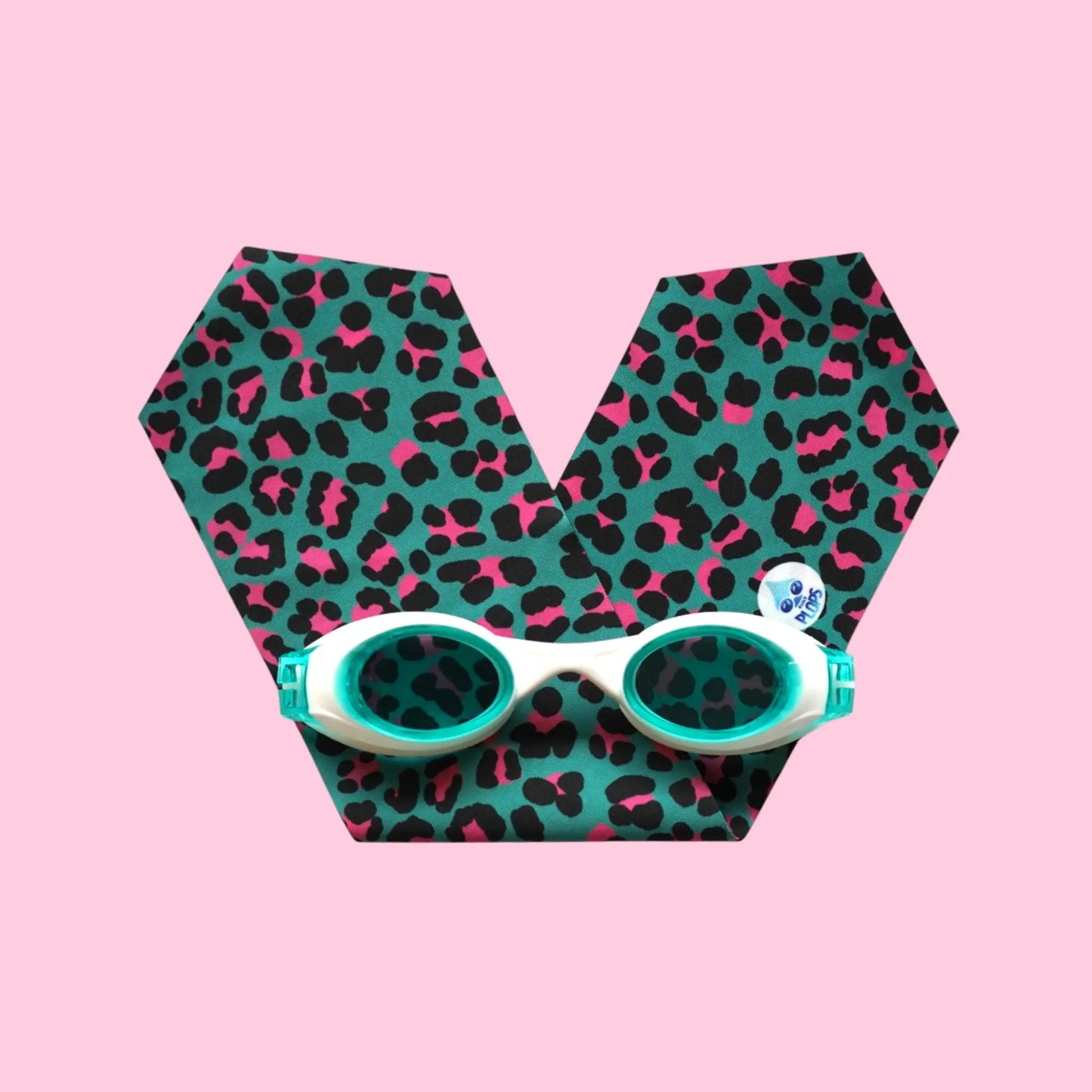 Waterplops Léopard Vert et Rose – Lunettes de piscine 7-12ans - Les Lunettes de Pauline