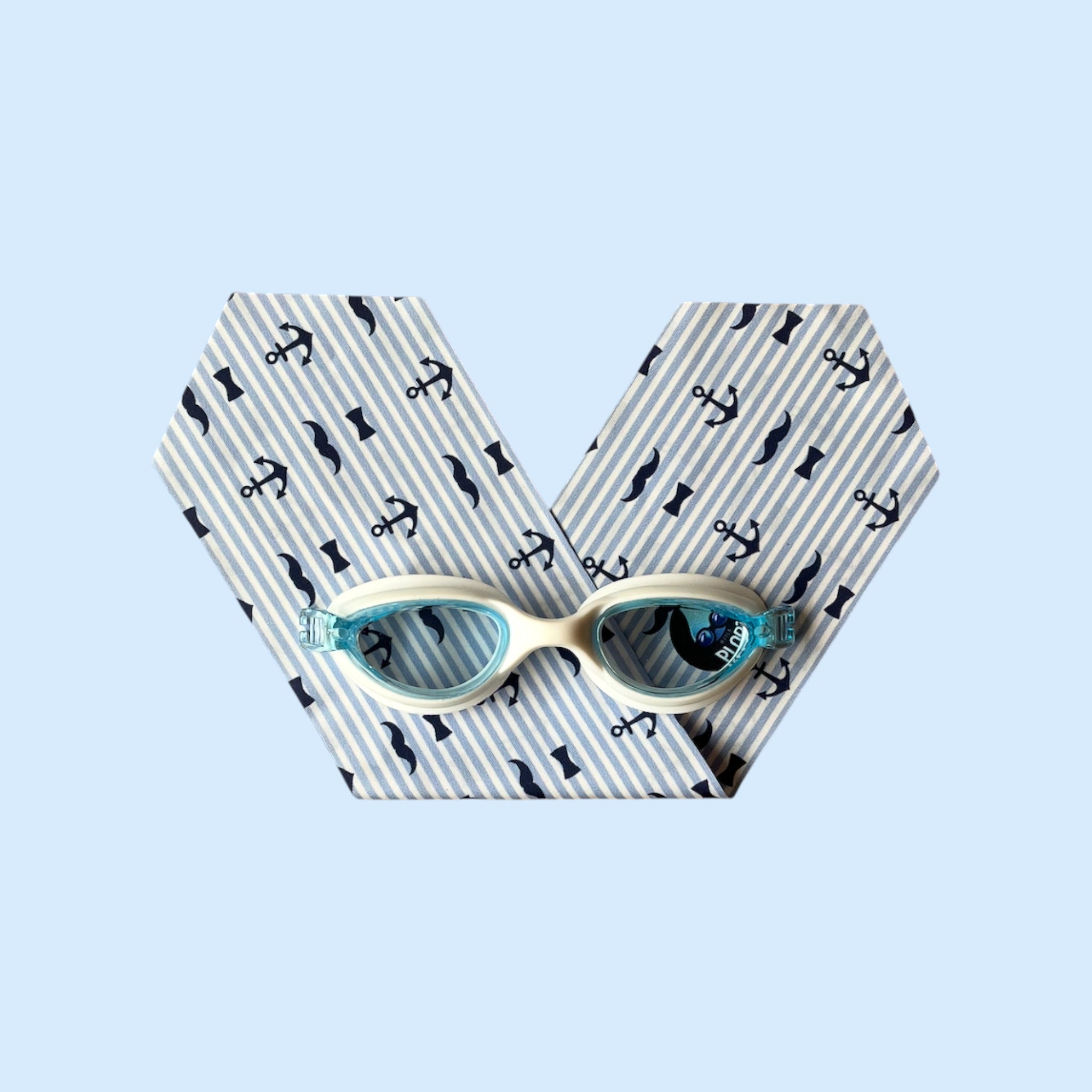 Waterplops Rayures Ancres Moustaches – Lunettes de piscine 4 - 7ans - Les Lunettes de Pauline