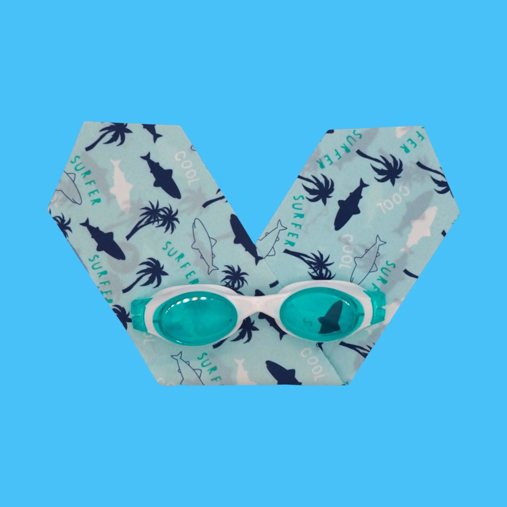 Waterplops Requins Palmiers – Lunettes de piscine 4-7ans - Les Lunettes de Pauline