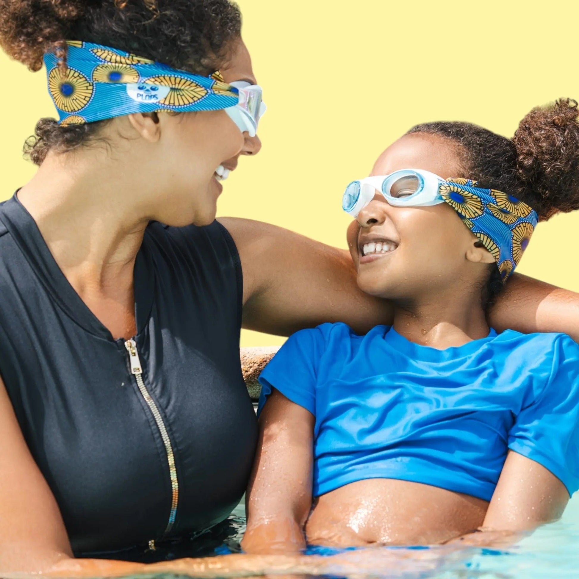 Waterplops Wax Design Jaune Bleu – Lunettes de piscine 4-7ans - Les Lunettes de Pauline